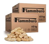 FLAMMBURO (10 + 10 kg) - Ca. 1600 pezzi lana accendifuoco ecologica per caminetti, stufe, camino, barbecue - Sicuro rapida accendiboschi, Accendino, lana per stufe, lana di legno, accendifuoco