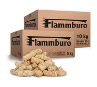FLAMMBURO (15 kg = circa 1200 pezzi) lana di legna per caminetti, stufe e barbecue - accendifuoco ecologico, accendifuoco per caminetti, accendifuoco per barbecue, accendifuoco in lana di legno