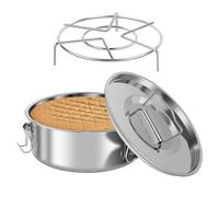 Flan padella con coperchio e manette in acciaio inossidabile stampo per flan con 3 ciocche di flan rotonde multifunzionale stampo per flan per pentola che produce pentola con griglia per cuocere crost