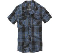 Flanella Cotone Uomo Brandit Roadstar Camicia Manica Corta Lavoro Top Indigo