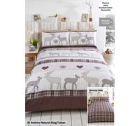 Rapport Home St Andrews-Set Copripiumino in Flanella - Naturale - Matrimoniale, Cotone, Doppio