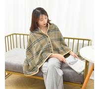Flanella Quadri Scialle Coperta Caldo Soffice Pile Foderato Maglione Poncho Wrap