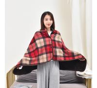 Flanella Quadri Scialle Coperta Caldo Soffice Pile Foderato Maglione Poncho Wrap