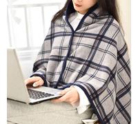 Flanella Quadri Scialle Coperta Caldo Soffice Pile Foderato Maglione Poncho Wrap
