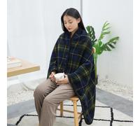 Flanella Quadri Scialle Coperta Caldo Soffice Pile Foderato Maglione Poncho Wrap