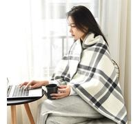 Flanella Quadri Scialle Coperta Caldo Soffice Pile Foderato Maglione Poncho Wrap