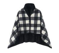 Flanella Quadri Scialle Coperta Caldo Soffice Pile Foderato Maglione Poncho Wrap