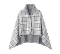 Flanella Quadri Scialle Coperta Caldo Soffice Pile Foderato Maglione Poncho Wrap