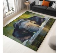 Flanella Tappeto Animale Fotografia Elefante Morbido Lavabile, Buio Pelo Corto Decorazione Della Stanza, 60 x 90 cm Salotto Antiscivolo Tappeto per Camera Sala Pranzo