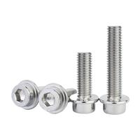 Flange Socket Head Cap Screw M3 M4 M5 M6 M8 M10 M12 304 A2-70 Stainless Steel With Washer Allen Socket Bolts Length 5mm-60mm(M10(2Pcs),20mm)