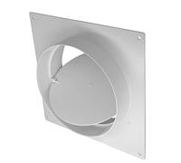 Flangia da parete 150 mm con valvola di ritorno, connettore in PVC, tubo di ventilazione