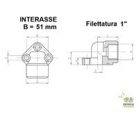 Flangia pompa oleodinamica 3/8 1/2 3/4" a 3 fori Interasse 30 40 51 pompe gr 2/3