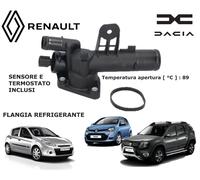 FLANGIA REFRIGERANTE CON SENSORE E TERMOSTATO PER RENAULT CLIO III DACIA DUSTER