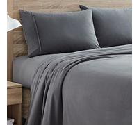 Flannel Sheets Warm and Cozy Deep Pocket Breathable All Season Bedding Set with Fitted, Flat and Pillowcases, King, Gray