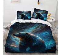 flapperons Set copripiumino biancheria da letto Set copripiumino stile orso grizzly con stampa 3D Set copripiumino stampato con federe matrimoniali (200x200 cm)