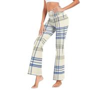 Flare di Crossover dei pantaloni di yoga delle donne del tessuto del modello del plaid classico per il, Colorato, L
