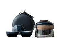 Flaroey 1 Ciotola 3 Tazze Set di Tazze da Tè per la Casa Set da Tè da Viaggio Borsa Portatile per Esterni Set da Tè Cinese Forniture 240 Ml, C