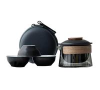 Flaroey 1 Ciotola 3 Tazze Set di Tazze da Tè per la Casa Set da Tè da Viaggio Borsa Portatile per Esterni Set da Tè Cinese Forniture Durevoli, B