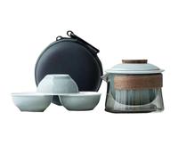 Flaroey 1 Ciotola 3 Tazze Set di Tazze da Tè per la Casa Set da Tè da Viaggio Borsa Portatile per Esterni Set da Tè Cinese Forniture Durevoli 240 Ml, D