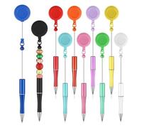Flaroey 10 Penne con Perline Penna A Sfera con Inchiostro Nero Penna DIY Penna A Sfera con Badge Retrattile Penna A Sfera per Studenti Insegnanti Scuola