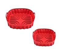 Flaroey 2 Pezzi Teglia In Silicone per Friggitrice Ad Aria Riutilizzabile Quadrata per Friggitrice Ad Aria Stampo In Silicone Cuscinetti per Microonde Tappetino da Forno Vassoio,A
