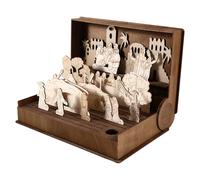 Flaroey 2025 Famiglia Pasqua Settimana Santa Regalo Resurrezione Scena Decorazione,Set da Gioco in Legno Settimana Santa Libro,Decorazione Pasquale Vintage Fatta A Mano