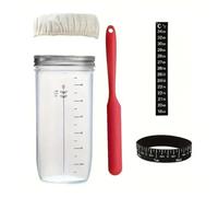 Flaroey Barattolo di Vetro per Fermentazione del Pane, Termometro, Barattolo per Lievito Madre Riutilizzabile, Come Mostrato Nella Cottura del Pane, Piccolo