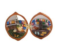 Flaroey Casa delle Bambole in Guscio di Noce, Mini Biblioteca, Casa delle Bambole Fatta A Mano in Guscio di Noce, Scena 3D di Noci in Resina, Miniatura in Resina Facile da Installare, A