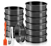 Flaroey Confezione da 12 Anelli per Focaccina: Anelli per Muffin Inglesi Antiaderenti, Set di Anelli per Crostata A Doppio Arrotolato, Stampi per La Cottura (4 Pollici + 3,35 Pollici)