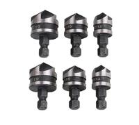 Flaroey Due Set di X 3 Pezzi [12/16/19 mm] Utensili per Smussatura A Cinque Bordi con Gambo Esagonale, Utensile per Smussatura di Fori A 90 Gradi per Legno