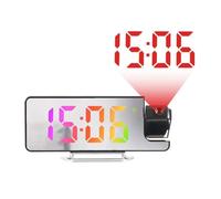 Flaroey Orologio con Proiezione Digitale A LED Specchio con Rotazione di 180° Schermo Grande Data Ora Temperatura Sveglia Elettronica per Camera da Letto Durevole Facile da Usare -B