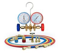 Flaroey R410a 3 Vie AC Diagnostico Collettore Manometro Set Completo per R134A R410A R22 con Adattatori per Tubi, Giunti Rapidi e Rubinetto per Lattina