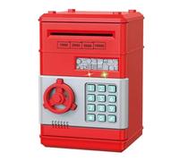 Flaroey Salvadanaio Elettronico Automatico Mini Security Coin Cash Savings Box Password Key Lock Bank ATM Regalo per Bambini Rosso