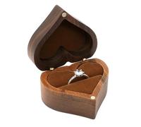 Flaroey Scatola per Anelli A Forma di Cuore Portagioie per Anelli In Legno Portafedi Romantici per Anelli di Fidanzamento Scatola per Anelli di Fidanzamento Proposta di Anniversario,B