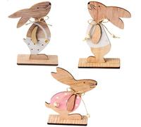 Flaroey Set di Decorazioni per la Casa con Coniglietto Pasquale in Legno, Statuette da Scrivania, Ornamenti. Kit di Decorazioni per la Stanza dei Bambini A Tema Pasquale.