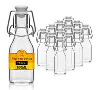 Flaschen-Fuchs Set di 12 Bottiglie in Vetro da 100ml con Chiusura Ermetica - Bottiglia per Olio, Vino, Liquori, Acqua, Birra, Succhi di Frutta, Conserve e Latte - Bottigliette di Vetro piccole