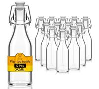 Flaschen-Fuchs Set di 12 Bottiglie in Vetro da 250ml con Chiusura Ermetica - Bottiglia per Olio, Vino, Liquori, Acqua, Birra, Succhi di Frutta, Conserve e Latte - Bottigliette di Vetro piccole