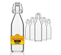 Flaschen-Fuchs Set di 12 Bottiglie in Vetro da 500ml con Chiusura Ermetica - Bottiglia per Olio, Vino, Liquori, Acqua, Birra, Succhi di Frutta, Conserve e Latte - Bottigliette di Vetro piccole