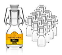 Flaschen-Fuchs Set di 24 Bottiglie in Vetro da 60ml con Chiusura Ermetica - Bottiglia per Olio, Vino, Liquori, Acqua, Birra, Succhi di Frutta, Conserve e Latte - Bottigliette di Vetro piccole