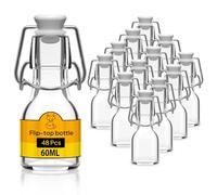 Flaschen-Fuchs Set di 48 Bottiglie in Vetro da 60ml con Chiusura Ermetica - Bottiglia per Olio, Vino, Liquori, Acqua, Birra, Succhi di Frutta, Conserve e Latte - Bottigliette di Vetro piccole