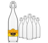 Flaschen-Fuchs Set di 6 Bottiglie in Vetro da 750ml con Chiusura Ermetica - Bottiglia per Olio, Vino, Liquori, Acqua, Birra, Succhi di Frutta, Conserve e Latte - Bottigliette di Vetro piccole