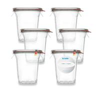 flaschenbauer.de - Barattolo per conserve da 3/4 L, WECK Quadroglas, utilizzabile come barattolo per marmellata, 6 pezzi, 750 ml