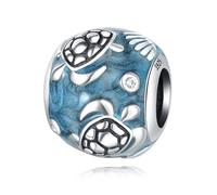 Flash - ciondolo tartaruga sabbia e perline conchiglia, accessorio braccialetto ciondolo in argento Sterling 925, compatibile con collana braccialetto Pandora
