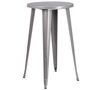 Flash Furniture 61 cm Round Metal Indoor-Outdoor Bar Altezza Tavolo, Metallo, Silver, 101.6 x 66.040000000000006 x 12.7 cm