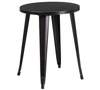 Flash Furniture 61 cm Round Metal Indoor-Outdoor Tavolo, Metallo, Black/Antique Gold, 71.12 x 63.5 x 12.7 cm
