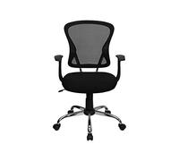 Flash Furniture Alfred - Sedia da Ufficio Girevole con Schienale Medio, in Rete, Nera, con Base e braccioli cromati