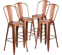 Flash Furniture Blake - Sgabelli da Bar per Interni/Esterni in Metallo con Schienale Alto 30", Grado Commerciale, 30"
