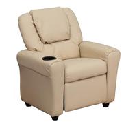 Flash Furniture Contemporary beige vinyl Kids Recliner with Cup Holder e poggiatesta Contemporaneo Beige