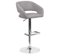 Flash Furniture Contemporary sgabello regolabile in altezza con base cromata, metallo, Grey Fabric, 58.42 x 57.15 x 37.465000000000003 cm