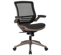 Flash Furniture Exec Mesh Mid-Back Sedia da Ufficio Girevole direzionale in Rete Nera Trasparente con Struttura in Oro Melrose e braccioli ribaltabili, Metallo, Nero, 55.88 x 62.23 x 104.14 cm